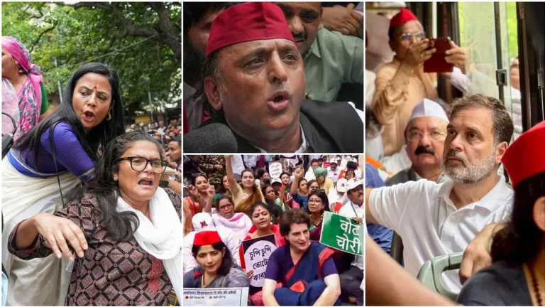 मतदाता सूची में धांधली के खिलाफ विपक्ष का संसद मार्च, राहुल-प्रियंका-अखिलेश समेत कई नेता हिरासत में