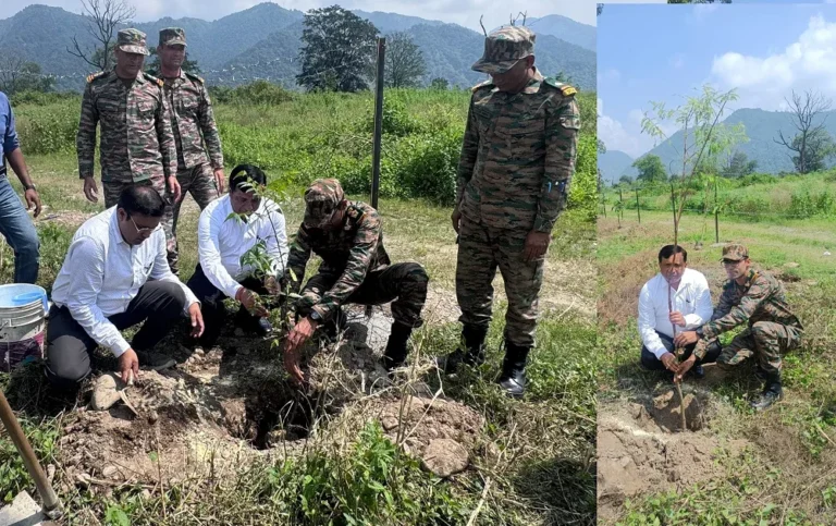 देहरादून- रायपुर आर्मी फायरिंग रेंज में फलदार व जड़ी-बूटी वाले पौधों का रोपण